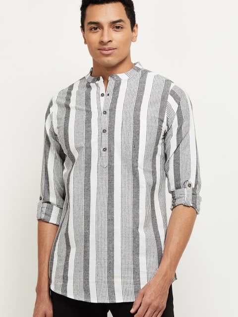 

max Grey Striped Straight Kurta