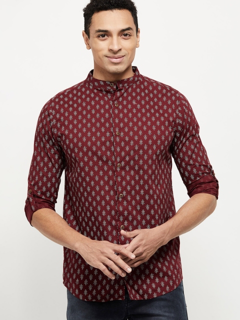 

max Men Maroon Cotton Ethnic Motifs Printed Kurta