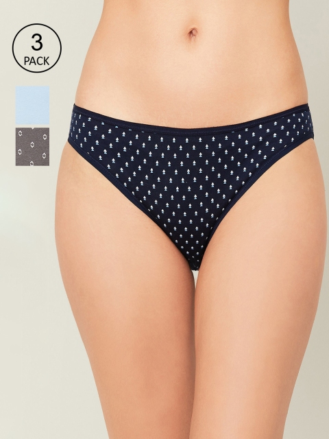 

Ginger by Lifestyle Women Pack Of 3 Printed Bikini Briefs, Navy blue
