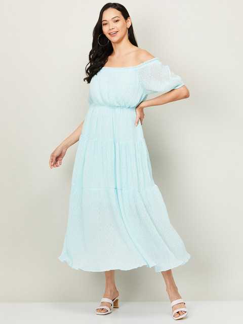 

CODE by Lifestyle Women Blue Off-Shoulder Empire Dress