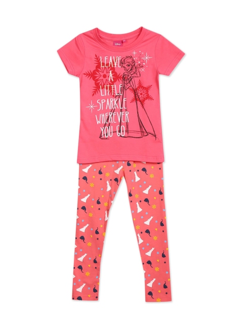 

Colt Girls Pink & Peach Graphic Printed T-shirt with Leggings