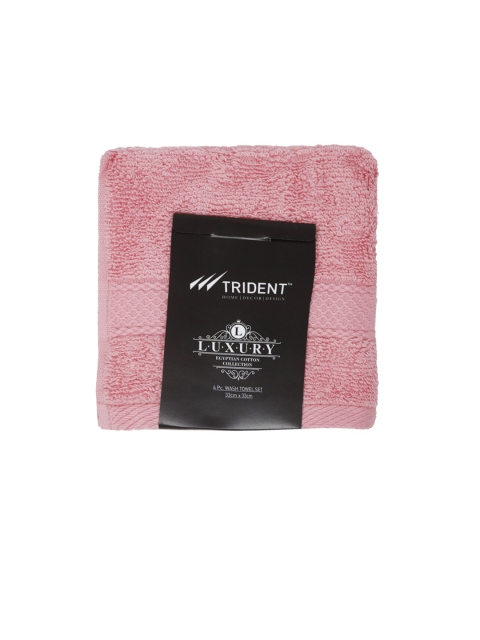 

Trident Set Of 6 Pink Solid 500 GSM Pure Cotton Face Towels