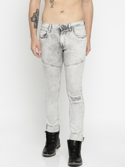 

Roadster Men Grey Skinny Fit Mildly Distressed Stretchable Jeans