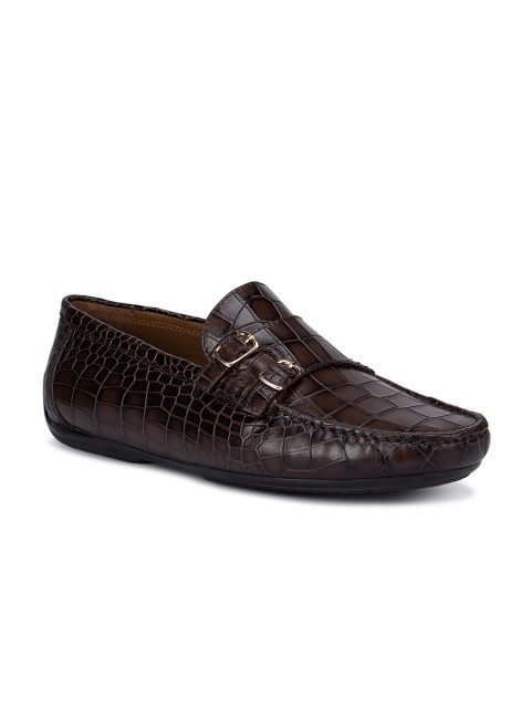 

ROSSO BRUNELLO Men Coffee Brown Textured Leather Loafers