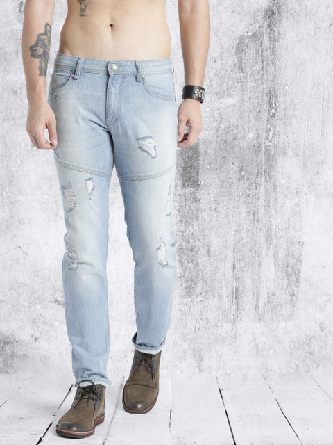 

Roadster Men Blue Washed Distressed Slim Fit Jeans