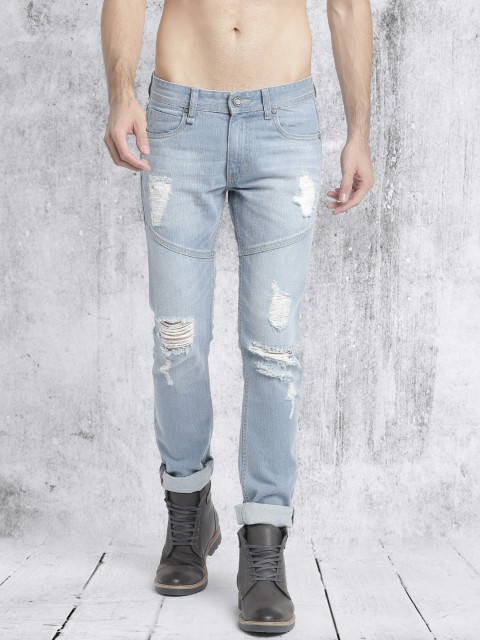 

Roadster Men Blue Skinny Fit Mid-Rise Highly Distressed Jeans