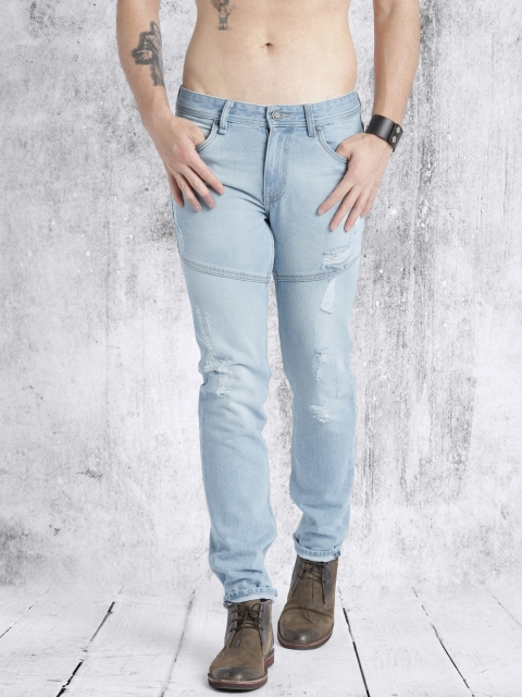 

Roadster Men Blue Washed Distressed Slim Fit Jeans