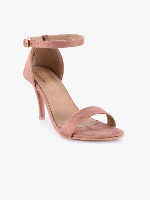 

BuckleUp Peach-Coloured Solid Slim Sandals with Buckles