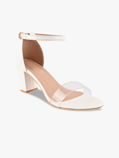 

BuckleUp White & Beige Block Heels
