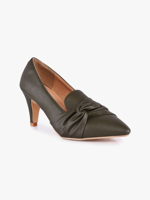 

BuckleUp Olive Green Pumps with Bows