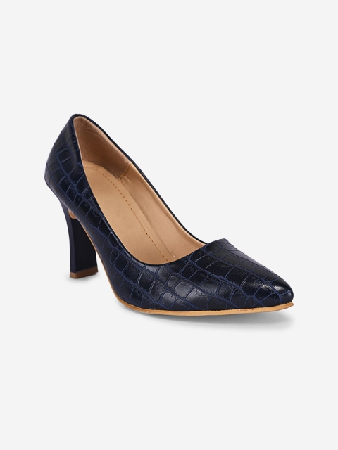 

BuckleUp Blue Croc Textured Block Pumps