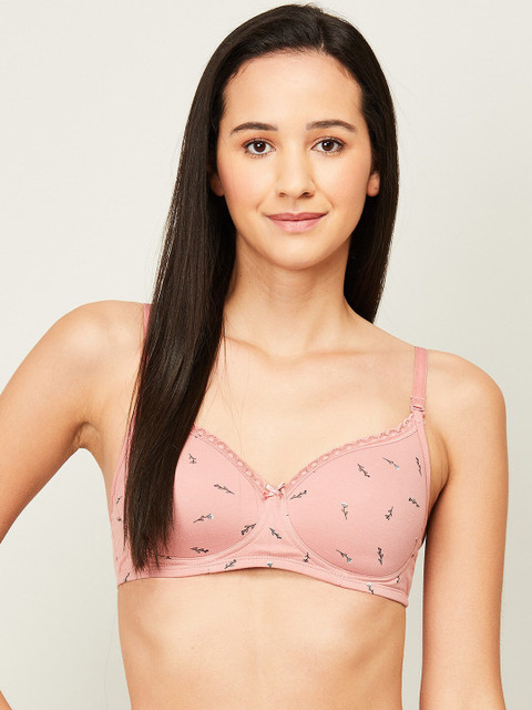 

Ginger by Lifestyle Coral Printed Underwired Lightly Padded Cotton Bra