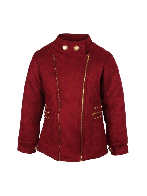 

CUTECUMBER Girls Maroon Biker Jacket