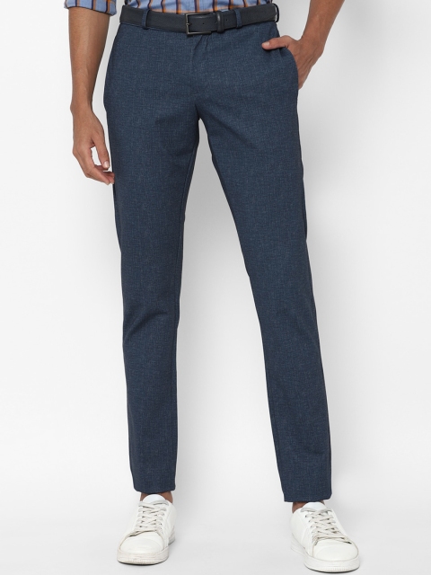 

Allen Solly Men Navy Blue Textured Slim Fit Trousers