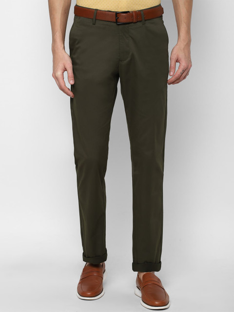 

Allen Solly Men Olive Green Solid Regular Fit Chinos