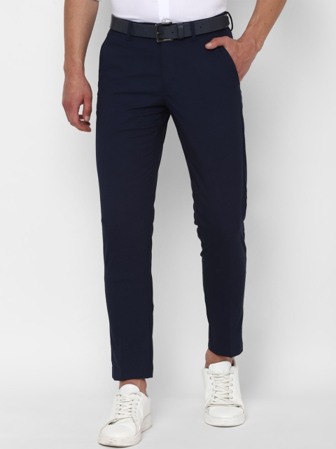 

Allen Solly Men Navy Blue Solid Slim Fit Trousers