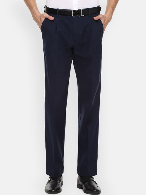 

Louis Philippe Men Navy Blue Regular Fit Formal Trousers