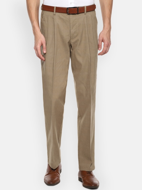 

Louis Philippe Men Khaki Pleated Formal Trousers