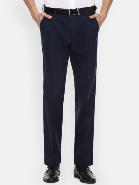 

Louis Philippe Men Navy Blue Pleated Formal Regular Fit Trousers