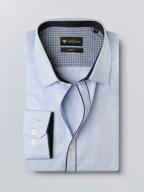 

INVICTUS Men Blue Slim Fit Self-Design Formal Shirt