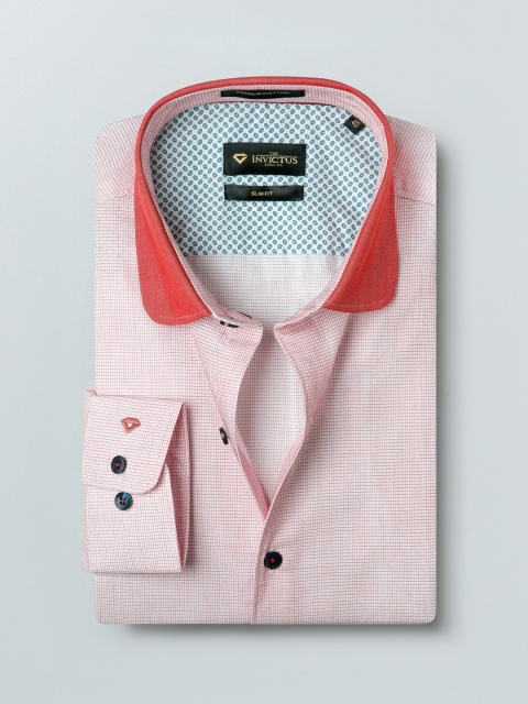 

INVICTUS Men Red Slim Fit Checked Formal Shirt