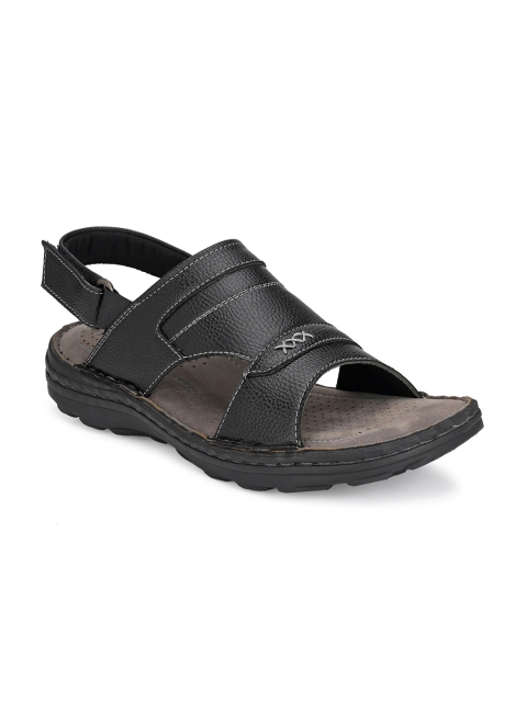 

SOFTIO Men Black Textured Comfort Sandals