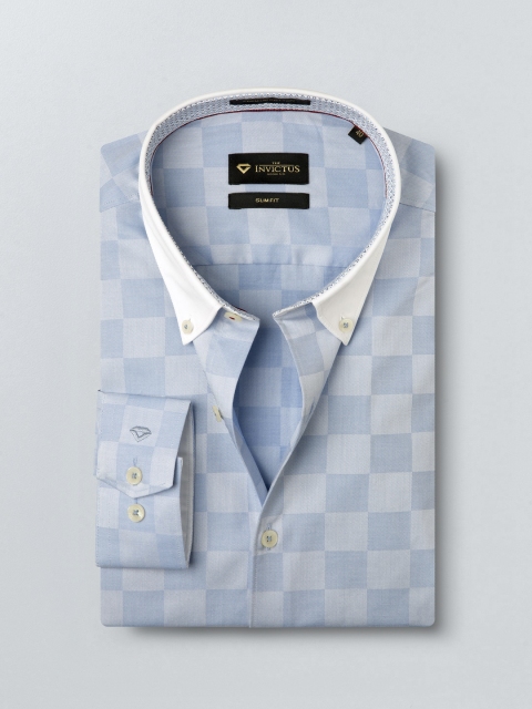 

INVICTUS Men Blue Slim Fit Checked Formal Shirt