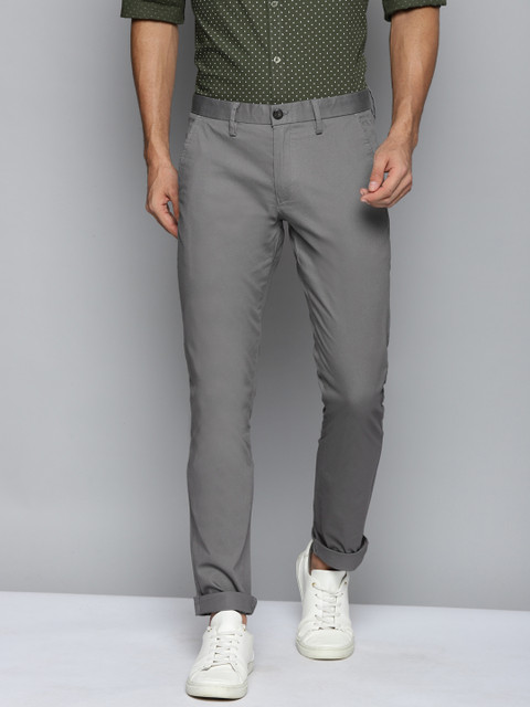 

Indian Terrain Men Grey Slim Fit Regular Trousers