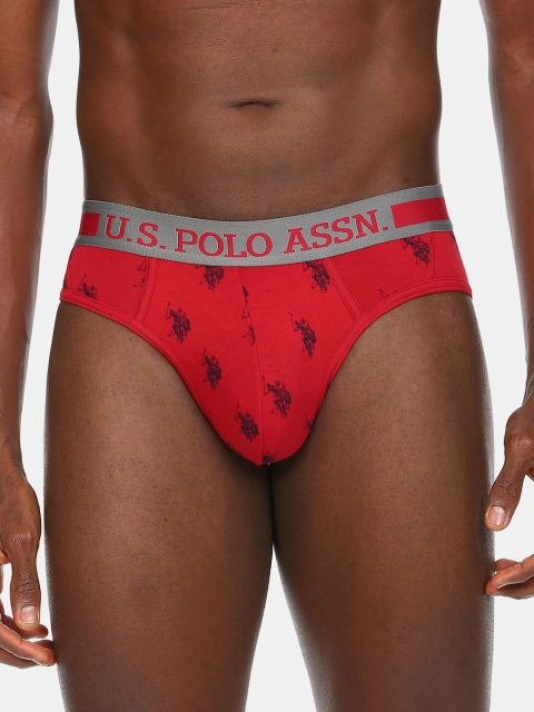 

U.S. Polo Assn. Men Red & Black Printed Basic Briefs