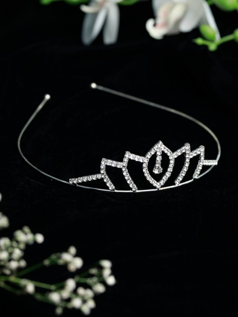 

PRITA Women Silver-Toned & White Embellished Hairband