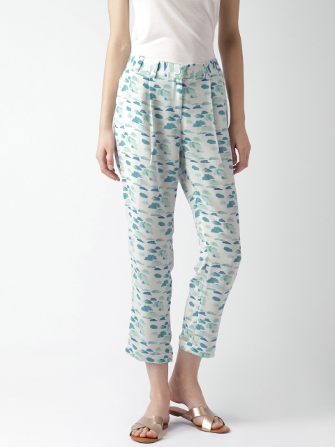 

Mast & Harbour Blue Printed Regular Fit Regular Trousers