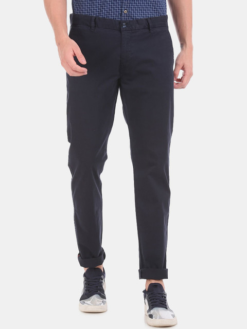 

Ruggers Men Navy Blue Slim Fit Trousers