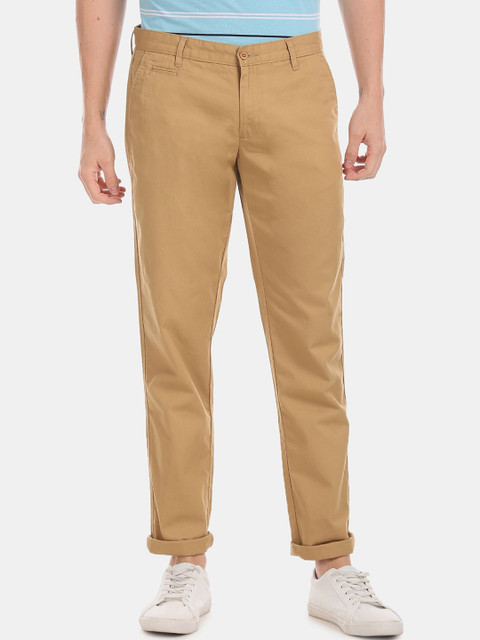 

Ruggers Men Khaki Pure Cotton Trousers
