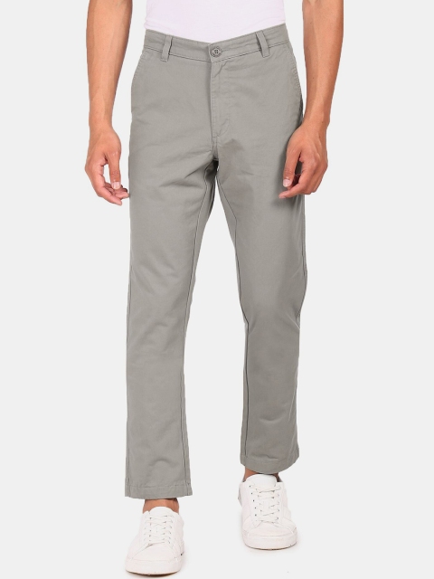 

Ruggers Men Grey Pure Cotton Trousers
