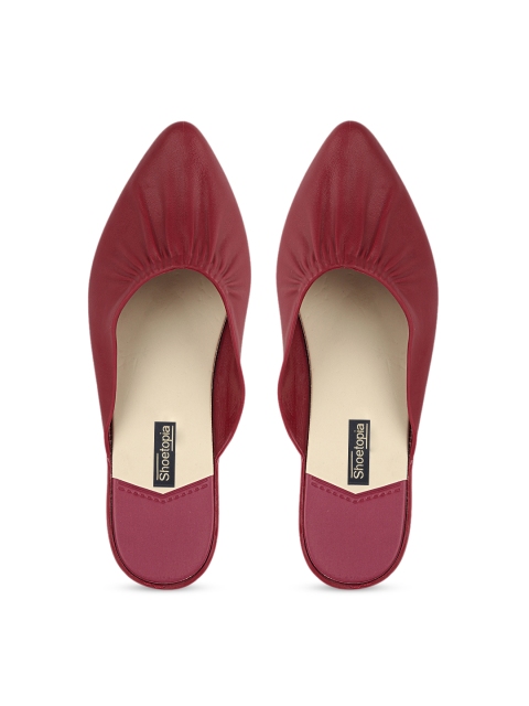 

Shoetopia Women Maroon Solid Mules Flats