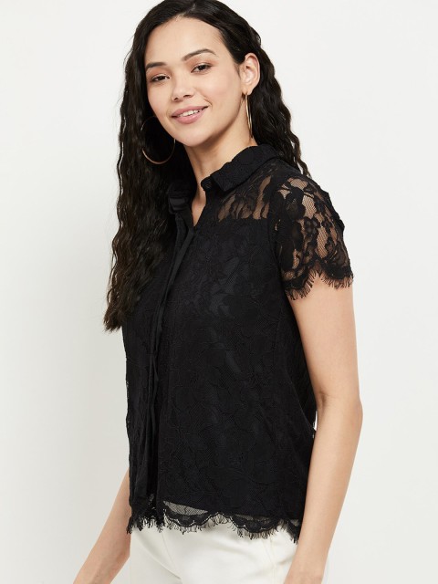 

max Black Floral Top
