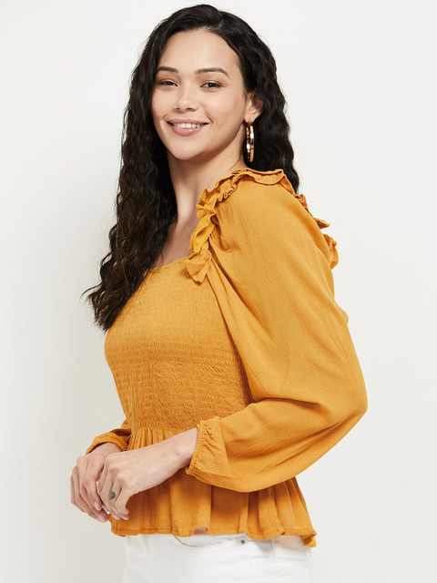 

max Mustard Yellow Peplum Top