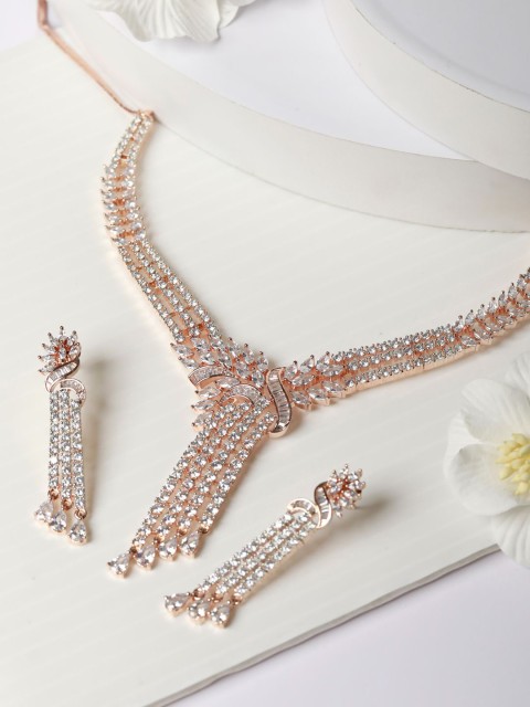

Priyaasi Rose Gold-Plated AD-Studded Jewellery Set