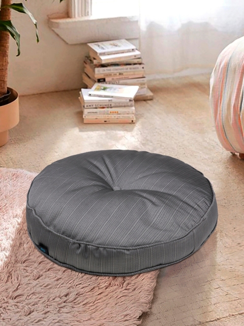 

S9home by Seasons Grey Striped Round Floor Cushions