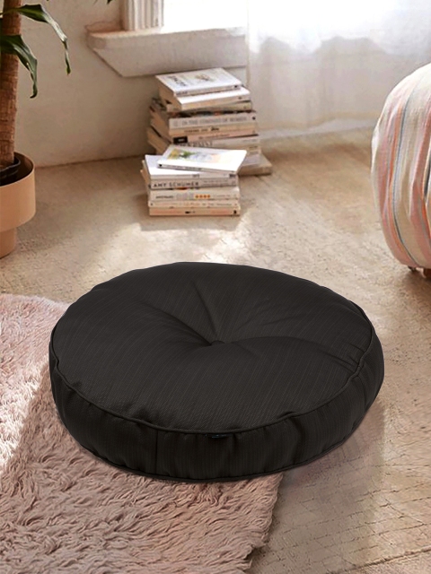 

S9home by Seasons Black Solid Round Floor Cushion