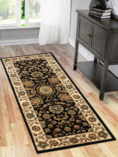 

OBSESSIONS Black & Yellow Ethnic Motifs Floor Runners