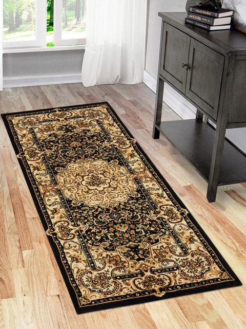 

OBSESSIONS Black & Beige Ethnic Motifs Floor Runner