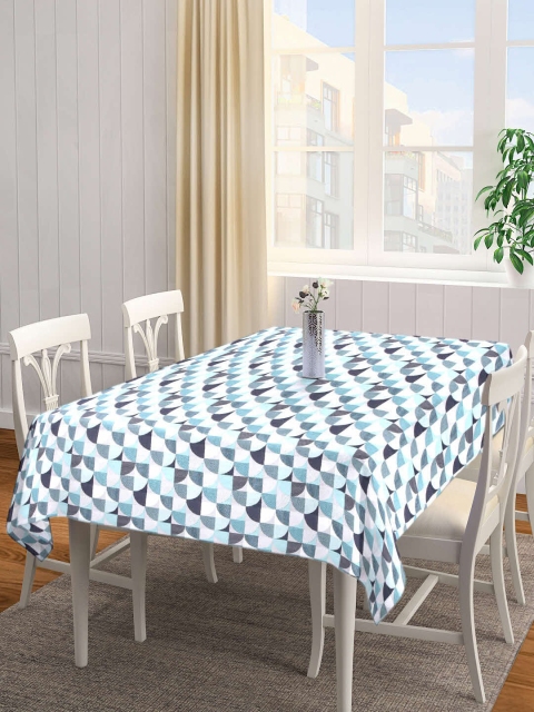 

SHADES of LIFE Blue & White Printed 6-Seater Rectangle Cotton Table Cover