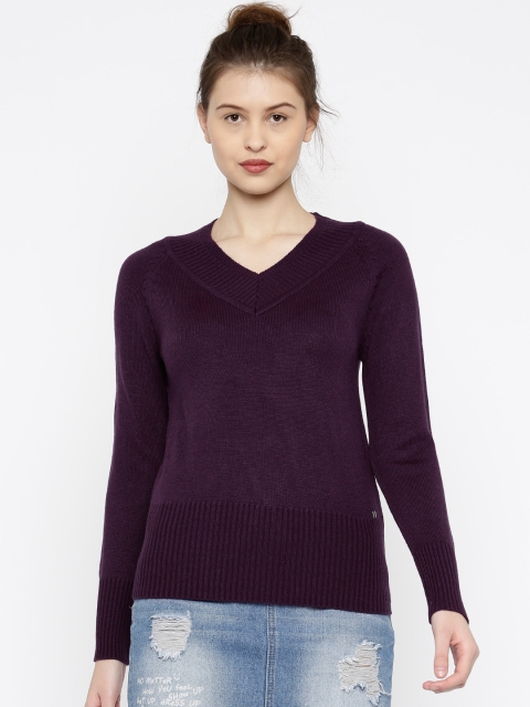 

Madame Women Purple Solid Sweater
