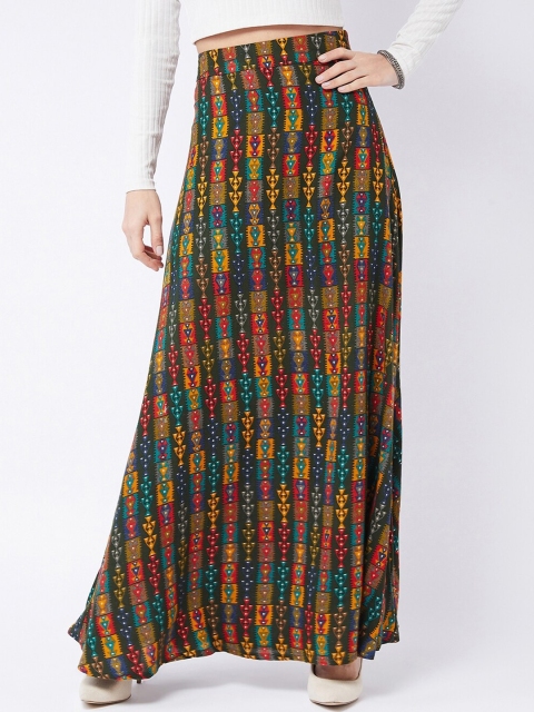 

InWeave Women Green & Red Printed A-Line Maxi Skirt