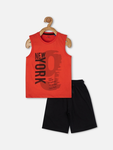 

Sweet Dreams Boys Red Printed Night suit