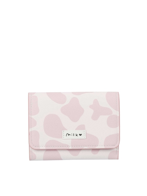 

WALKWAY Pink & Off White Printed Foldover Clutch