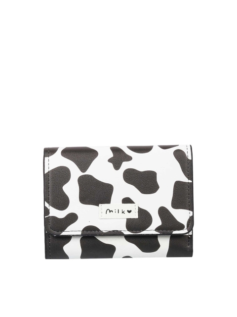 

WALKWAY Women Black & White Animal Printed Three Fold Wallet