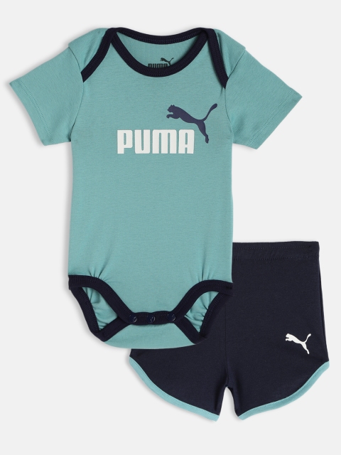 

Puma Unisex Infant Porcelain Blue Minicats Printed Knitted T-shirt with Shorts