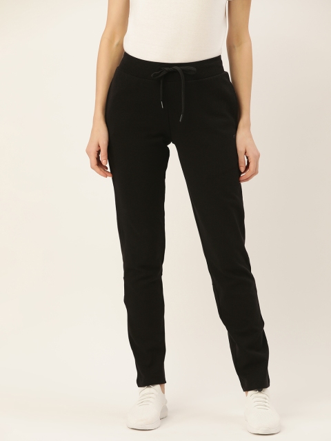 

Madame Women Black Pure Cotton Solid Track Pants